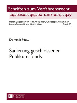 cover image of Sanierung geschlossener Publikumsfonds